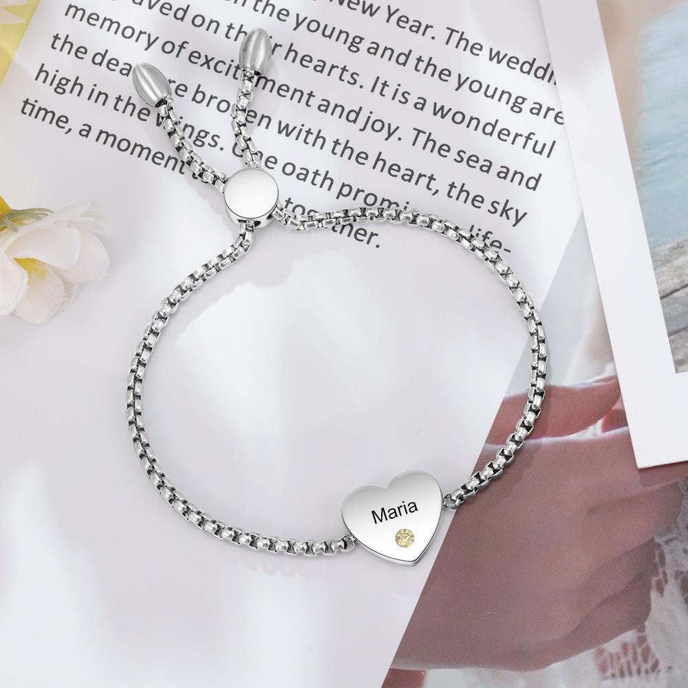 Personalized Heart Name Bracelet – Happy Maker